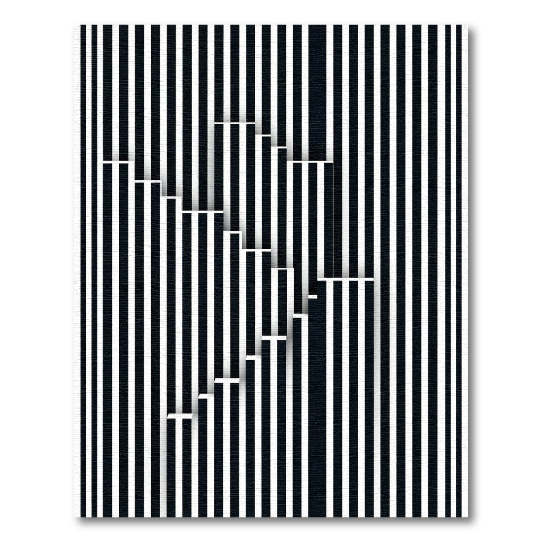 Geometric Black White Stair Illusion Rug