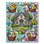 Charming Cottage Easter Floral Plaid Rug