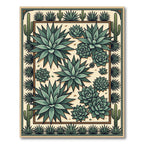 Southwestern Desert Succulent Cactus Illustration Rug
