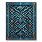Ornate Teal Celestial Lattice Area Rug