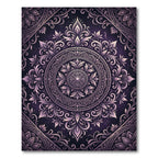 Ornate Purple Floral Damask Medallion Rug