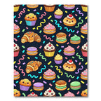 Cheerful Kawaii Cupcake and Confetti Illustration Rug