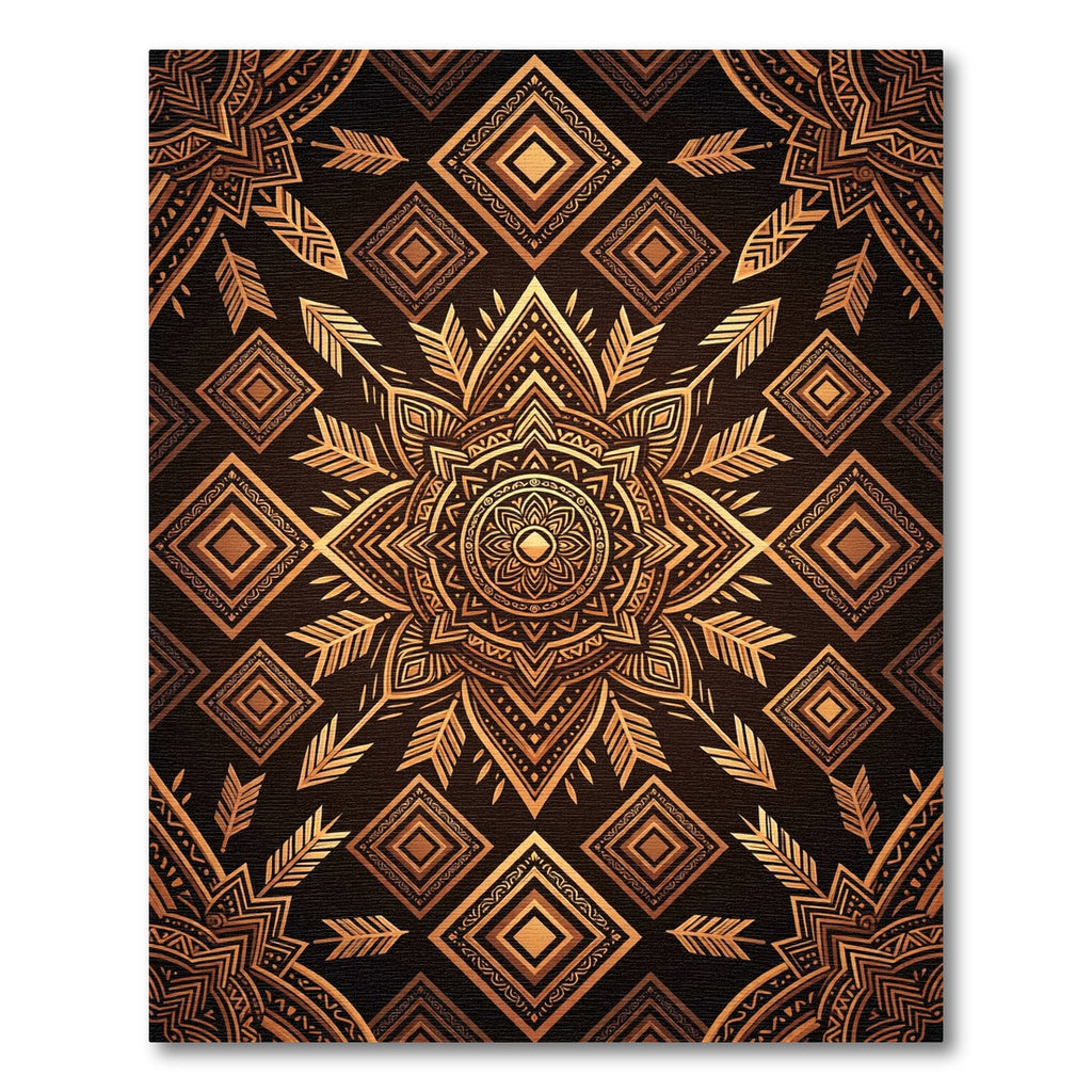 Golden Mandala Geometric Arrow Art Rug