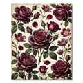 Crimson Rose Garden Botanical Composition Rug
