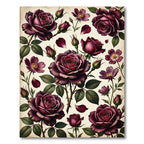 Crimson Rose Garden Botanical Composition Rug