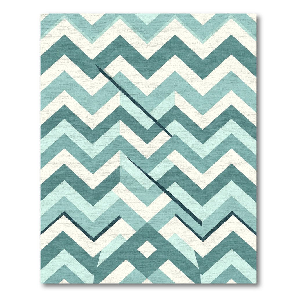 Geometric Blue Chevron Layered Accent Rug
