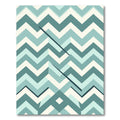 Geometric Blue Chevron Layered Accent Rug