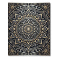 Ornate Gold and Charcoal Floral Mandala Rug
