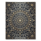 Ornate Gold and Charcoal Floral Mandala Rug