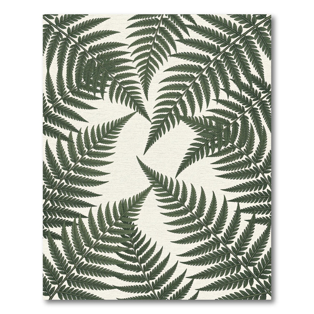 Lush Green Tropical Fern Botanical Rug