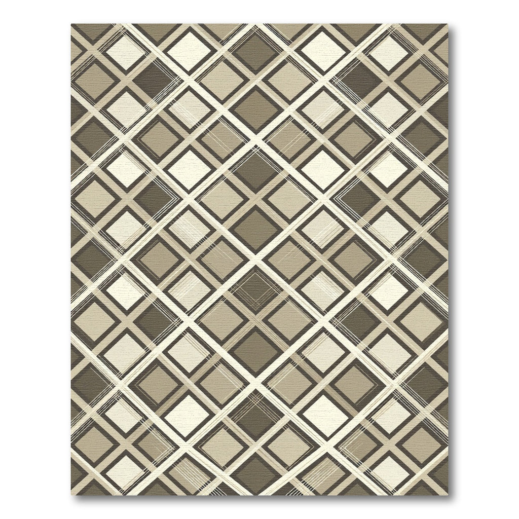 Taupe Geometric Checkerboard Diamond Rug