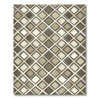 Taupe Geometric Checkerboard Diamond Rug