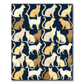Charming Minimalist Feline Cream Navy Illustration Rug