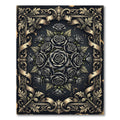 Gothic Charcoal Floral Rose Medallion Rug