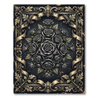 Gothic Charcoal Floral Rose Medallion Rug