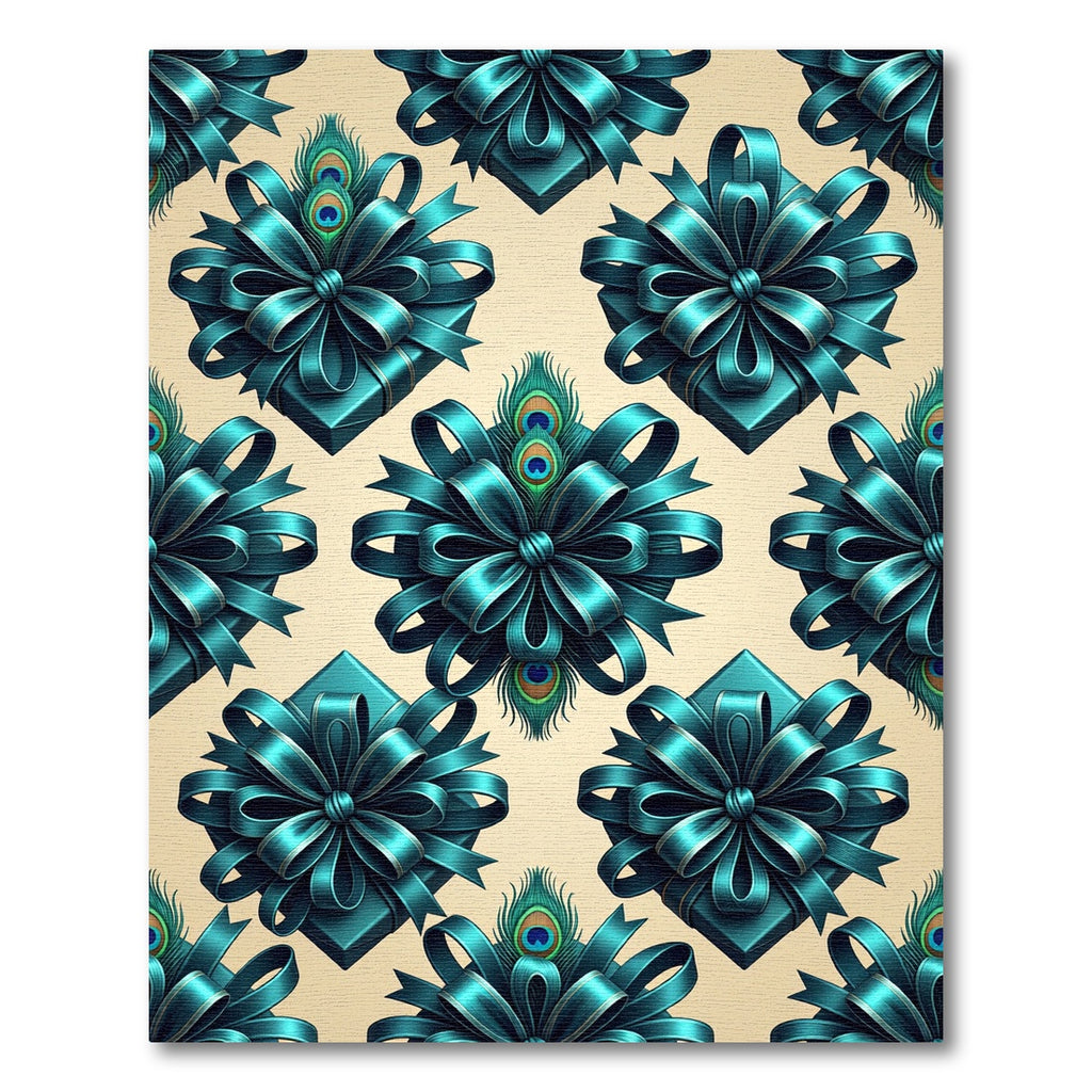 Teal Peacock Feather Ribbon Bouquet Rug