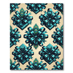 Teal Peacock Feather Ribbon Bouquet Rug