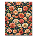 Coral Peach Floral Garden Composition Rug