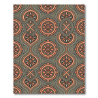 Orange Coral Floral Medallion Arabesque Rug