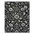 Elegant Black White Floral Scroll Rug