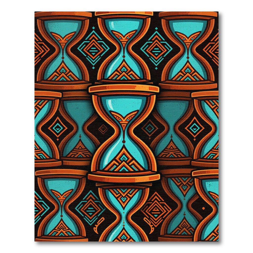 Teal Orange Hourglass Tribal Pattern Rug