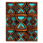 Teal Orange Hourglass Tribal Pattern Rug