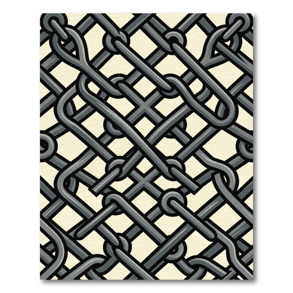 Gray Interlocking Chain Mesh Abstract Rug