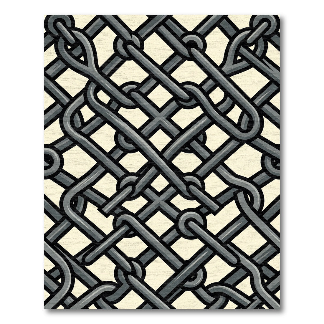 Gray Interlocking Chain Mesh Abstract Rug