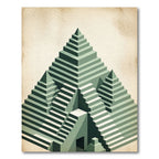 Sage Isometric Terraced Pyramid Sculpture Rug