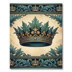 Regal Gold and Teal Crown Embellishment Rug