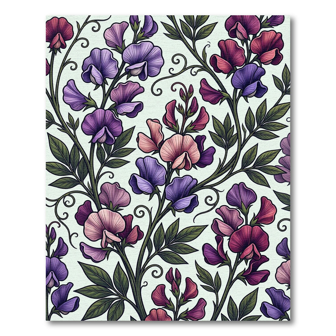 Enchanted Sweet Pea Floral Vine Rug