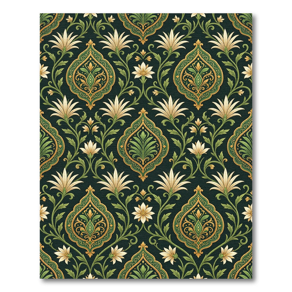 Rich Emerald Green Floral Medallion Rug