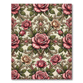 Vintage Pink Rose Baroque Damask Rug