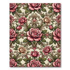 Vintage Pink Rose Baroque Damask Rug