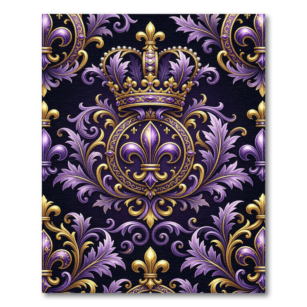 Royal Purple and Gold Fleur-de-lis Rug