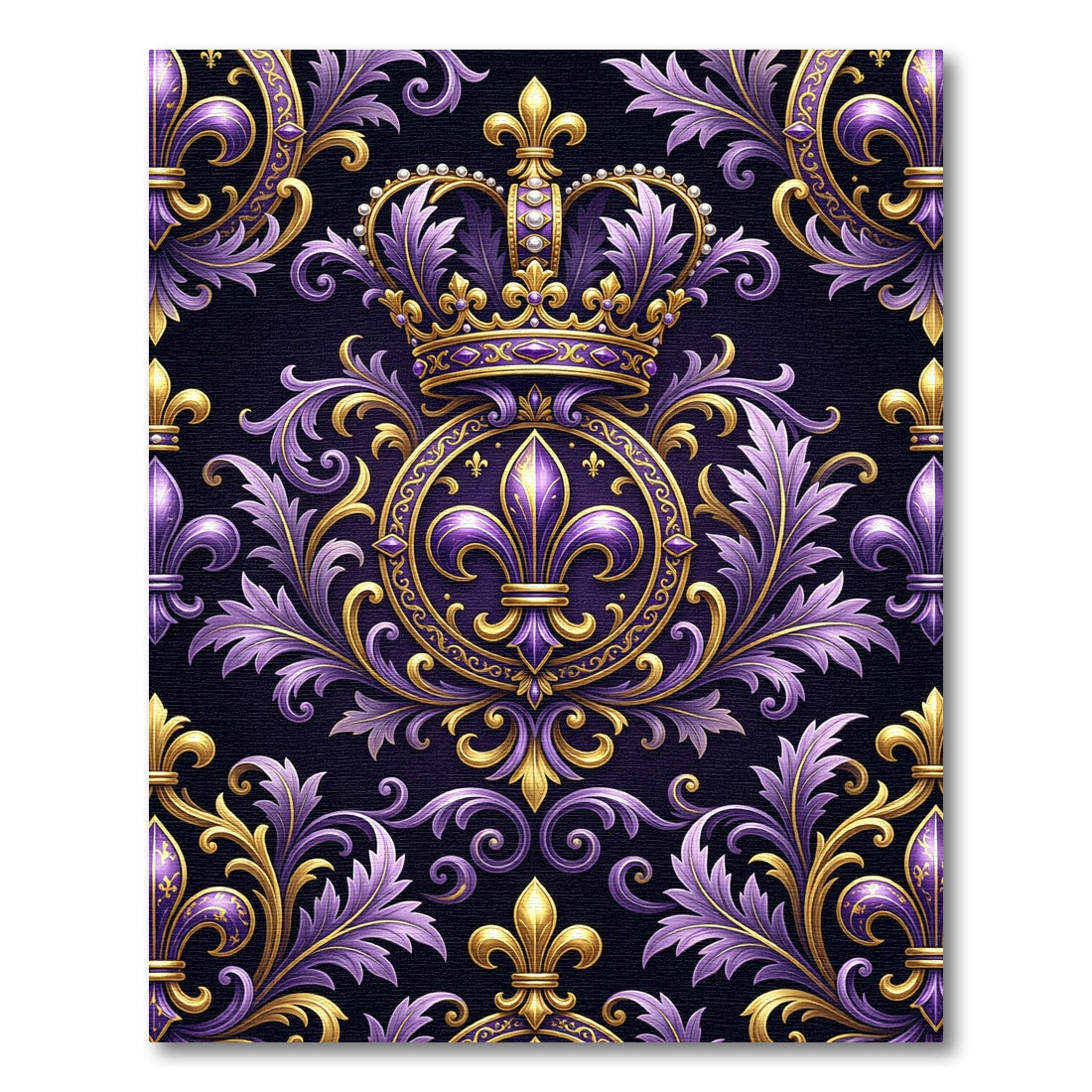 Royal Purple and Gold Fleur-de-lis Rug