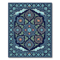 Dark Blue Floral Medallion Cloud Rug