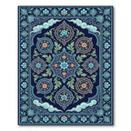 Dark Blue Floral Medallion Cloud Rug