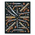 Ornate Antique Pirate Weaponry Medallion Rug