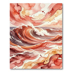 Abstract Coral Ombre Ocean Wave Rug