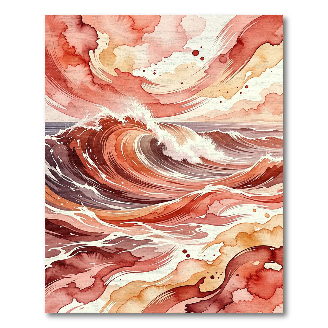 Abstract Coral Ombre Ocean Wave Rug