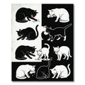 Black White Feline Playful Companions Rug