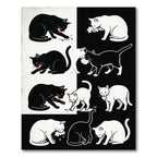 Black White Feline Playful Companions Rug