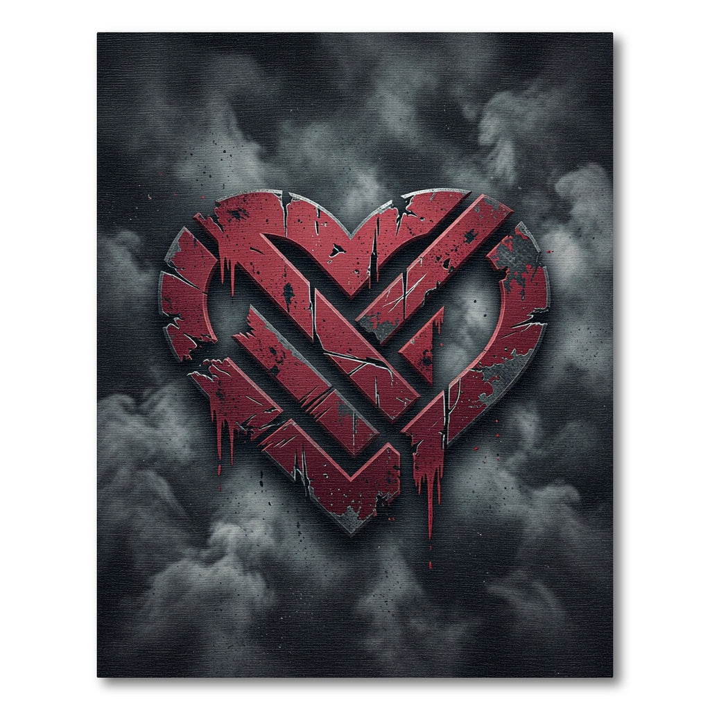 Distressed Red Heart Graphic Rug