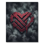 Distressed Red Heart Graphic Rug