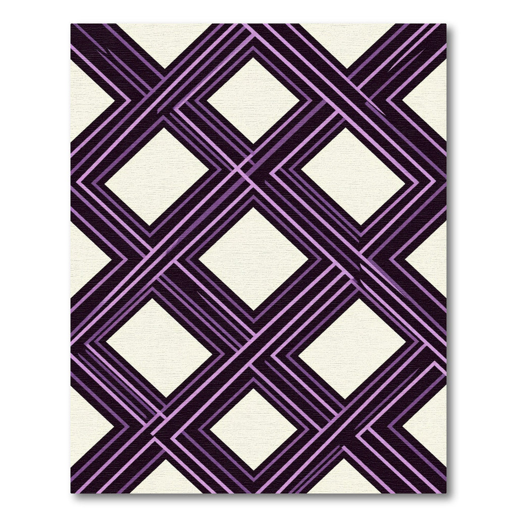 Geometric Interlocking Purple Diamond Lattice Rug