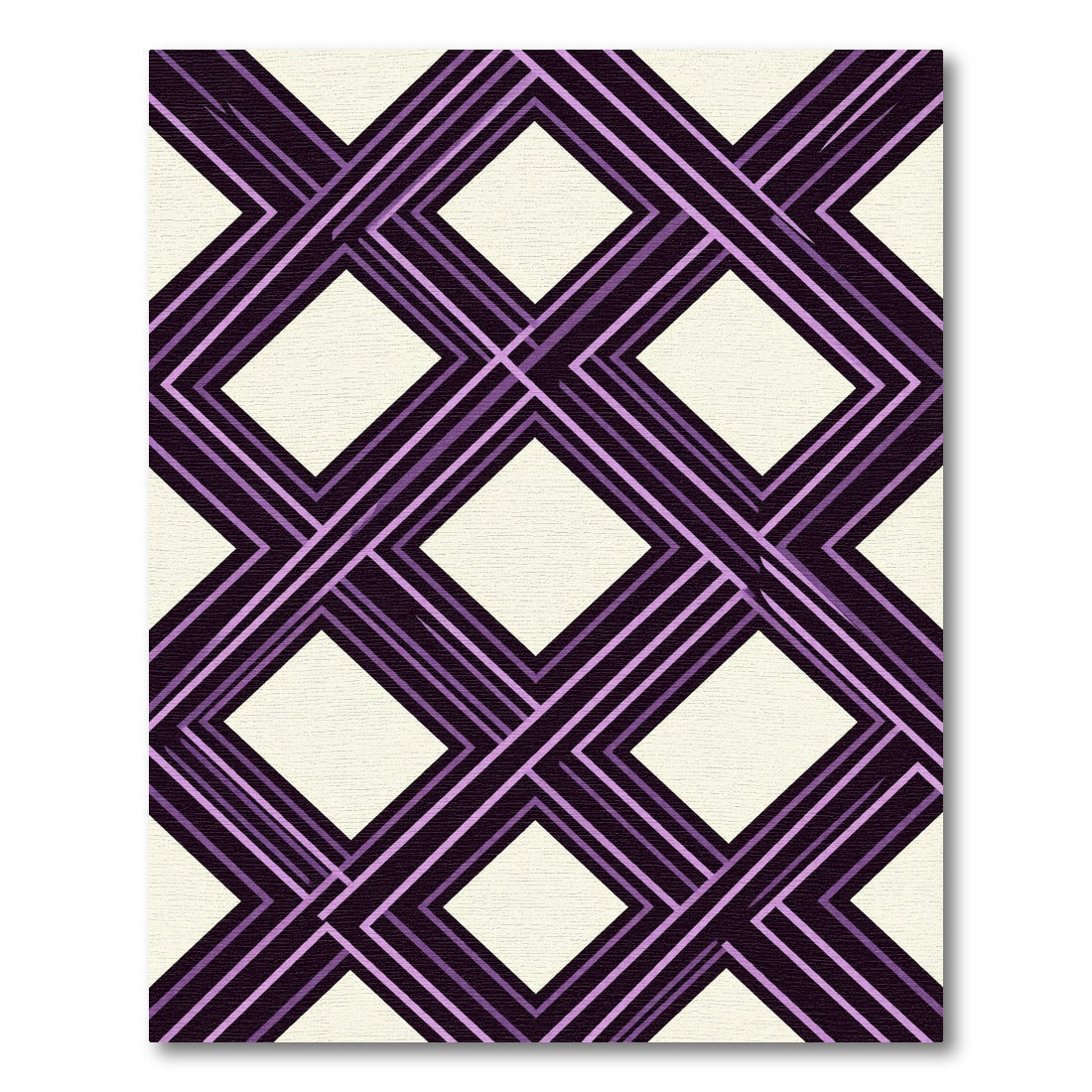 Geometric Interlocking Purple Diamond Lattice Rug