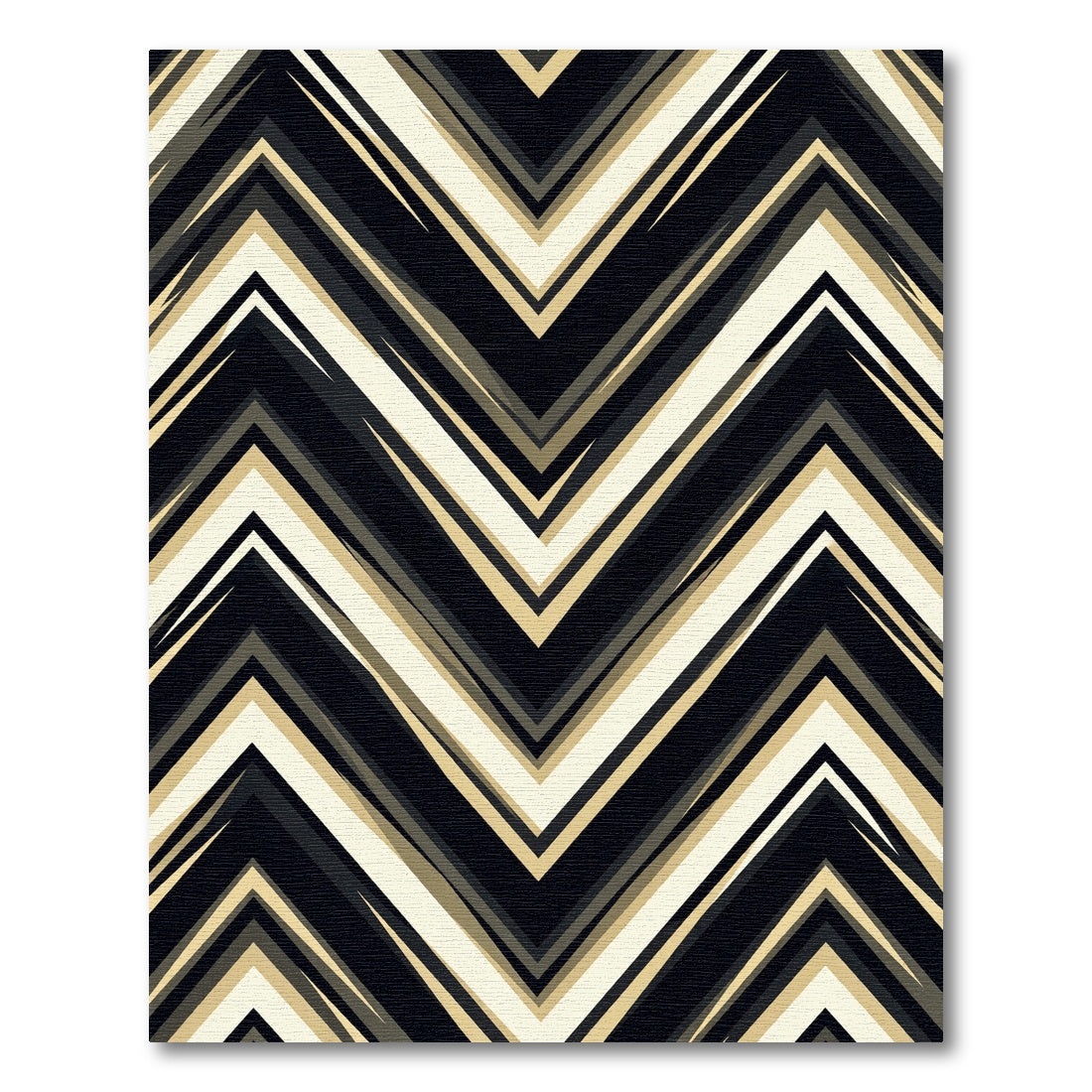 Modern Black Beige Chevron Lines Rug