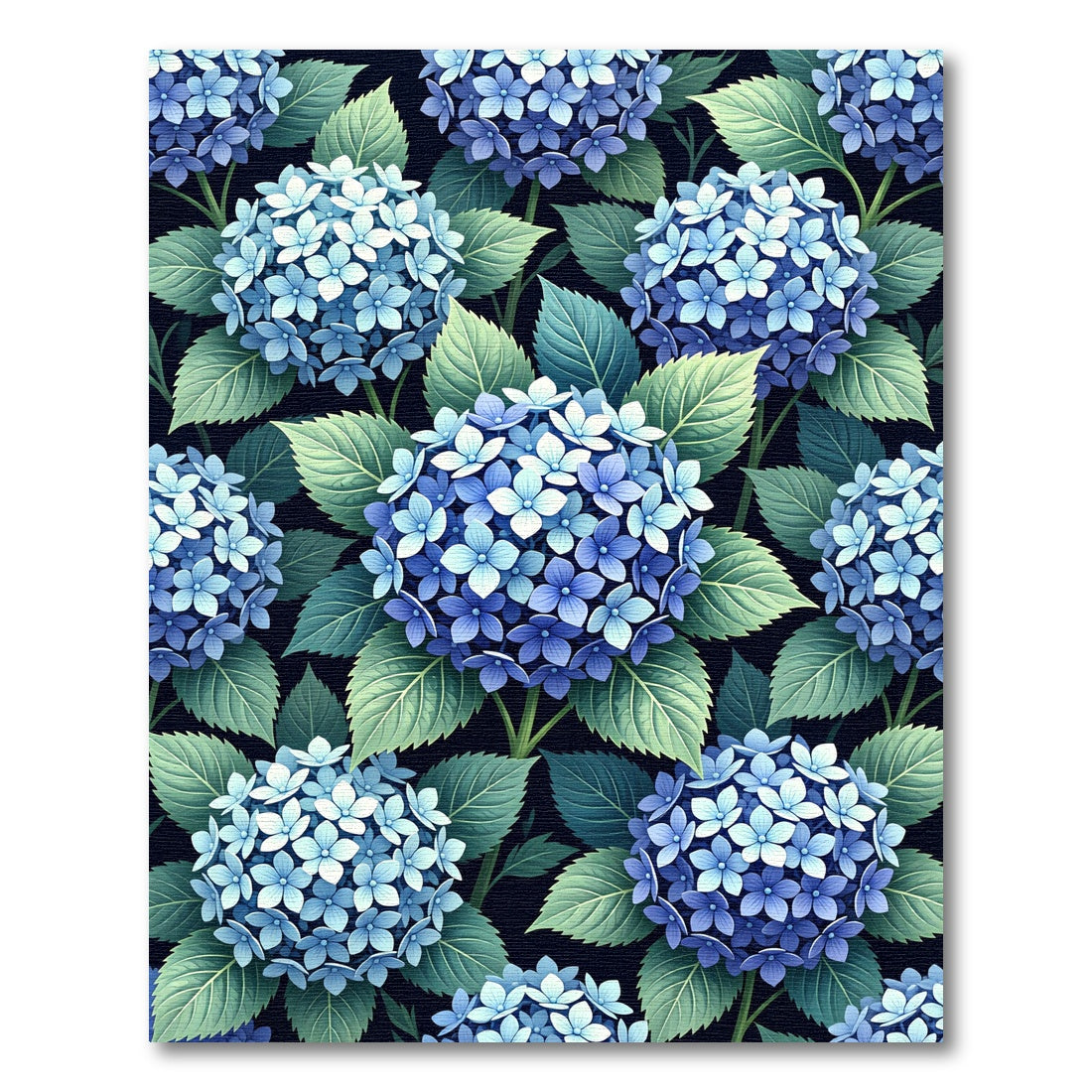 Lush Blue Hydrangea Botanical Garden Rug