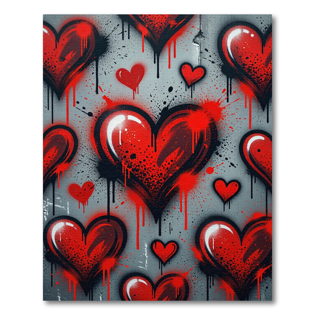 Red Spray Paint Heart Art Rug